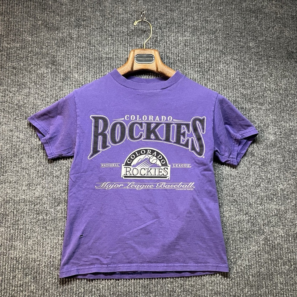 VTG Lee Sport Colorado Rockies Graphic T Shirt Size Youth M(10-12) Purple MLB